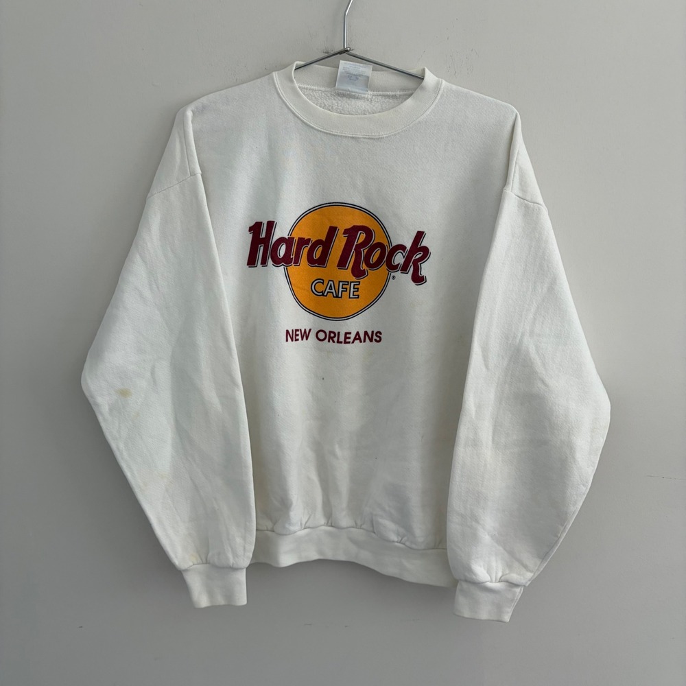 Hard Rock Cafe New Orleans Vintage Crewneck Sweatshirt White Large